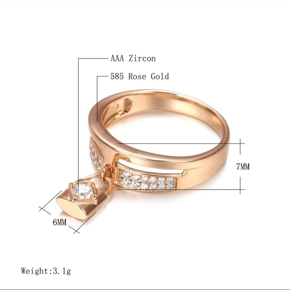 NEW Rose Gold Zircon Lock Ring - Picture 5 of 11